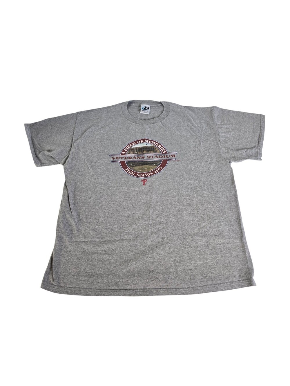Vintage 2003 Y2K Phillies Veterans Stadium Final Season T Shirt Grey Size XL